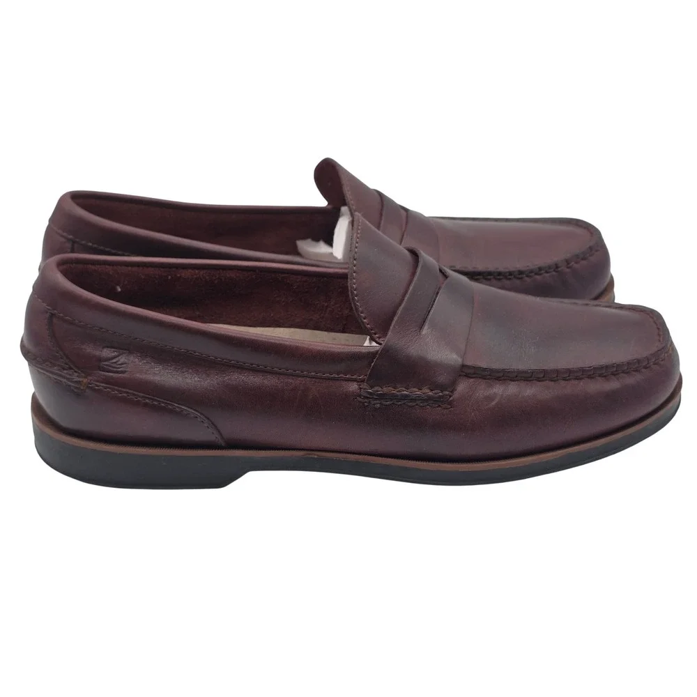 Sperry Penny Loafer Mens 13M Burgundy Leather Slip On Moc Toe 0841767 Classic